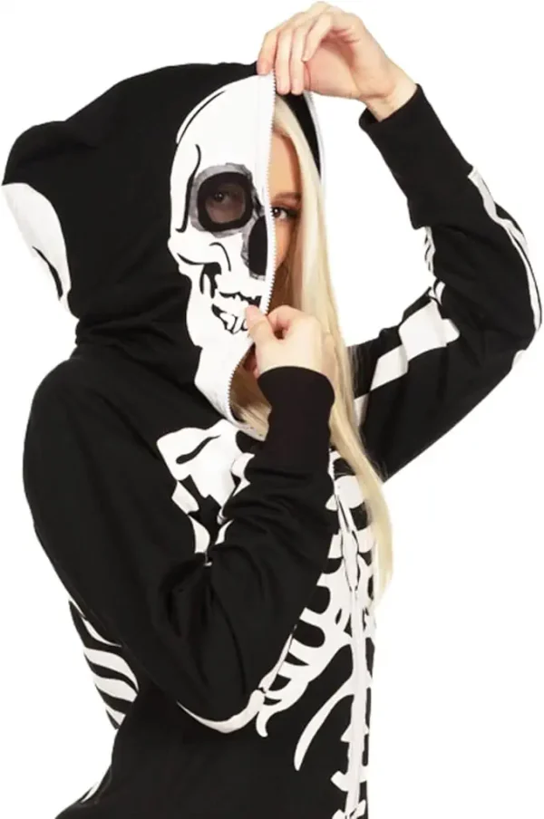 Tipsy Elves Women's Skeleton Halloween Onesie - Comfortable Adult Jumpsuit with Front & Back Print, Zip-Up Mask