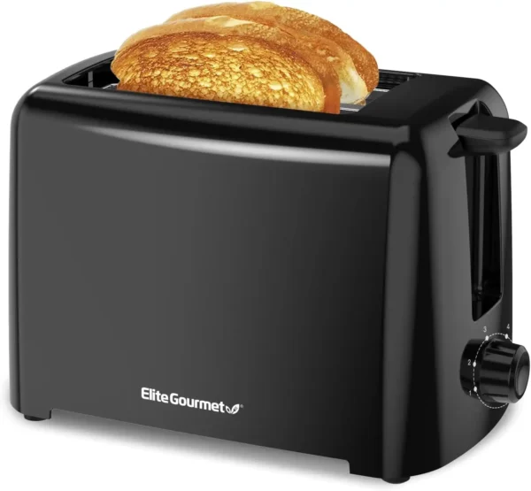 Elite Gourmet Cool Touch 2-Slice Toaster – Extra Wide 1.25" Slots for Bagels & Specialty Breads, 6 Temperature Settings, ETL Certified, Black