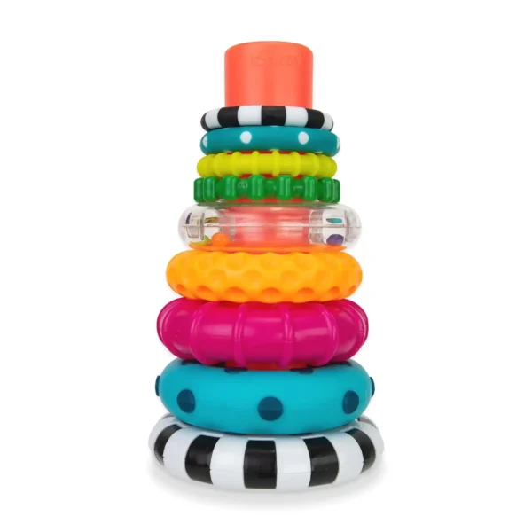 Sassy Stacks of Circles – 9-Piece STEM Learning Stacking Ring Toy for Babies 6+ Months, Multi-Colored