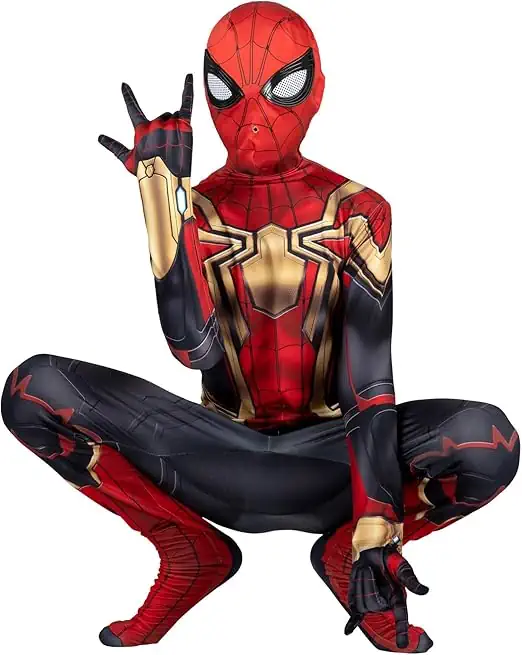 Marvel Spider-Man Youth Deluxe Zentai Costume – Official Stretch Spandex Suit with Hidden Zippers & Wrist Slits