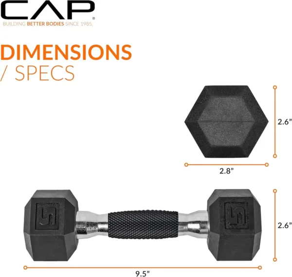 CAP Barbell Coated Hex Dumbbell – Available in Multiple Weight Options